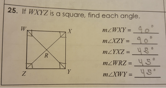 If wxyz is a square find each angle