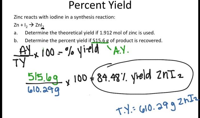 Limiting reagent percent yield worksheet