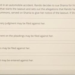 Rando and shania are involved in an automobile accident