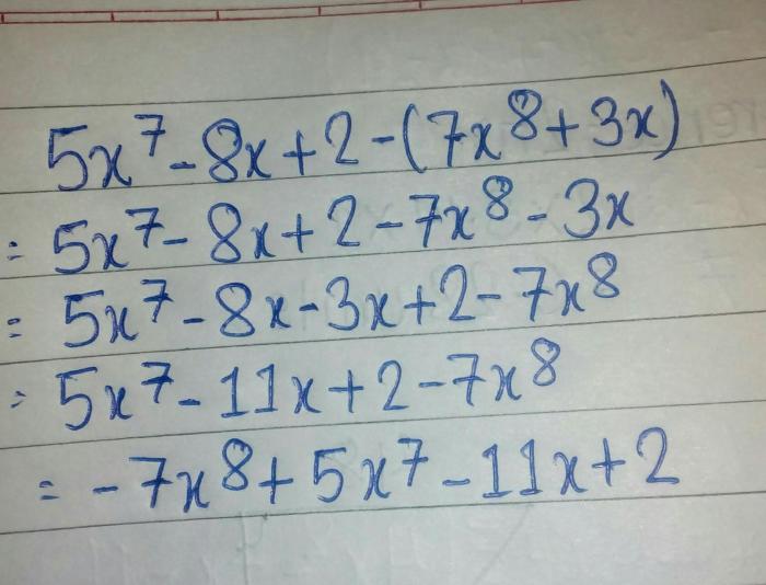 Which polynomial represents the difference below